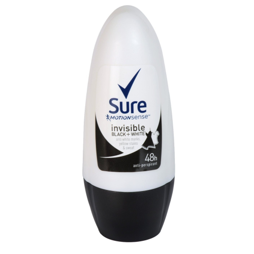 SURE WOMEN INVISIBLE BLACK AND WHITE ROLL ON 50ML