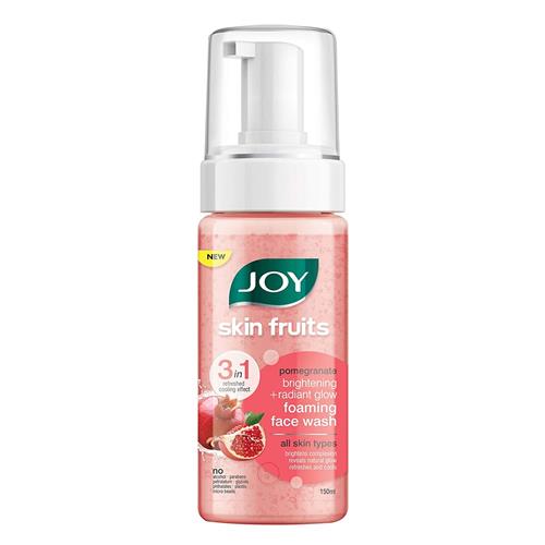 Joy Skin Fruits 3-in-1 Pomegranate Foaming Radiant Glow & Brightening Face Wash Paraben & Soap Free Face Wash - 150 ml