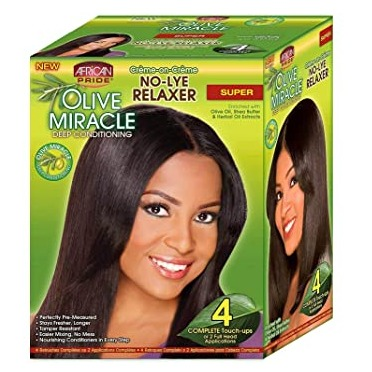 African Pride Olive Miracle 4-Touch-Up Relaxer Kit Super