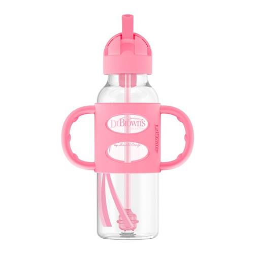 Dr. Brown’s Milestones 6M+ Sippy Straw Bottle with Silicone Handles, 9 oz
