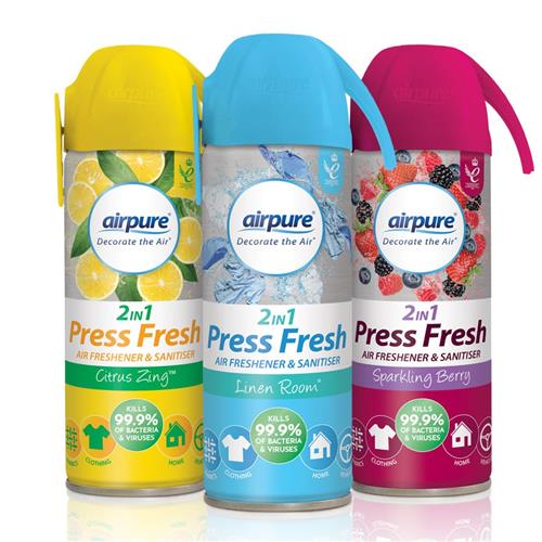 Airpure 2 In 1 Press Fresh Air Freshener & Sanitiser 180ml