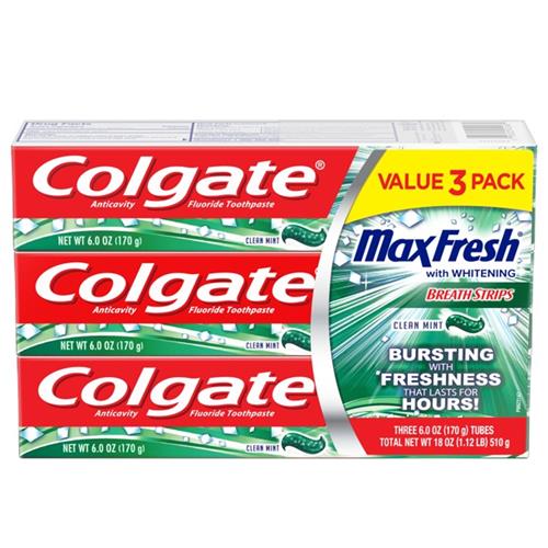 Colgate Maxfresh 3 Pack Toothpaste, Clean Mint 6 fl oz
