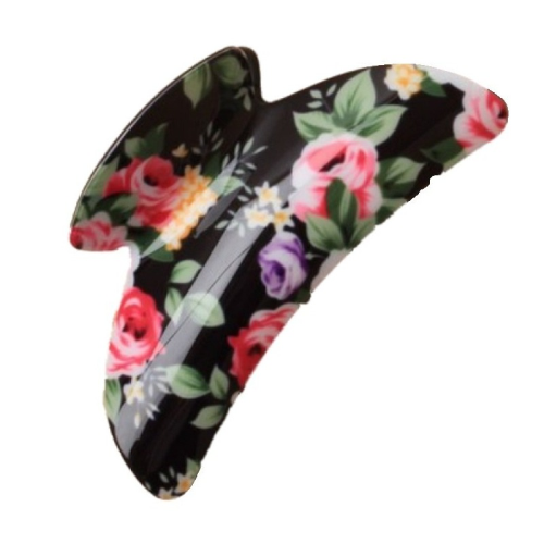 EXPRESSIONS DARK ACRYLIC CLAW CLIP FLORAL PRINT