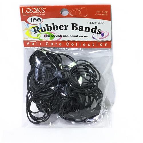 Lqqks Large Black Ponytail Rubber Bands