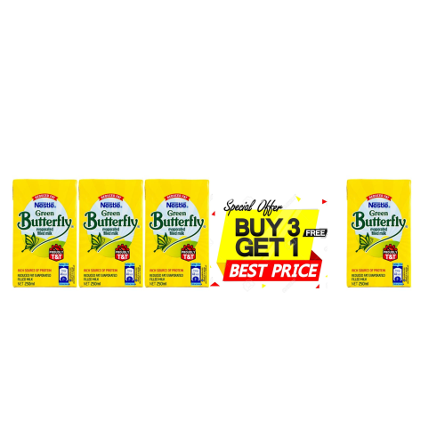 Nestle Green Butterfly Evaporated Milk 250ml, Buy 3 Get 1 Free