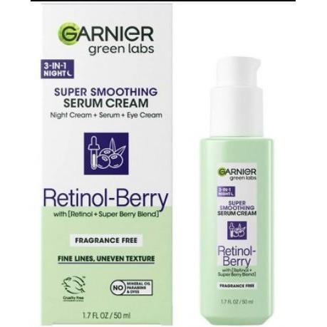Garnier Green Labs Retinol-Berry Super Smoothing 3 in 1 Serum Cream with Retinol + Super Berry Blend 1.7 fl oz