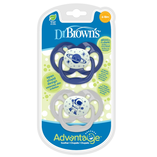 Dr. Brown’s Advantage Pacifier – Stage 1, Glow in the Dark, 2-Pack, 6-18M