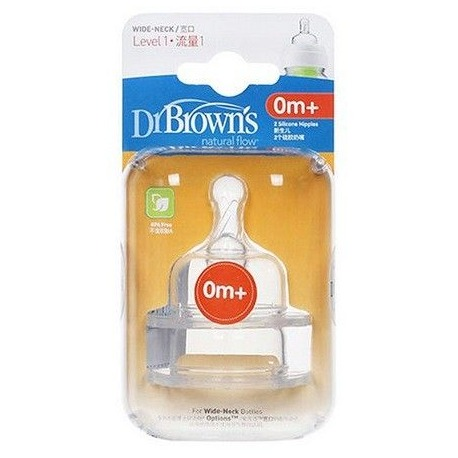 DR BROWNS WIDE NECK NIPPLES 2PK 0M+