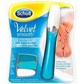 Scholl Velvet Smooth Electronic Nail Care System (Blue) (+ 3 Nail Care Heads)