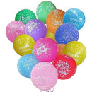 Happy Birthday Party Balloons With Sticks - Multicolored 12Pk