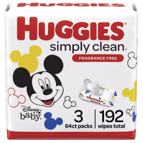 Huggies Simply Clean Fragrance-Free Baby Wipes 192's, 64 Count Packs