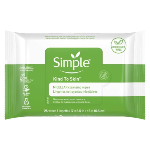 Simple Kind to Skin Micellar Cleansing Wipes, 25 Wipes