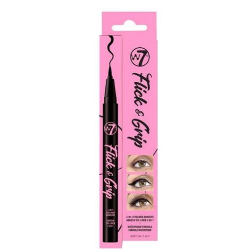 W7 Flick & Grip 2-In-1 Adhesive Eyeliner Pen - Black