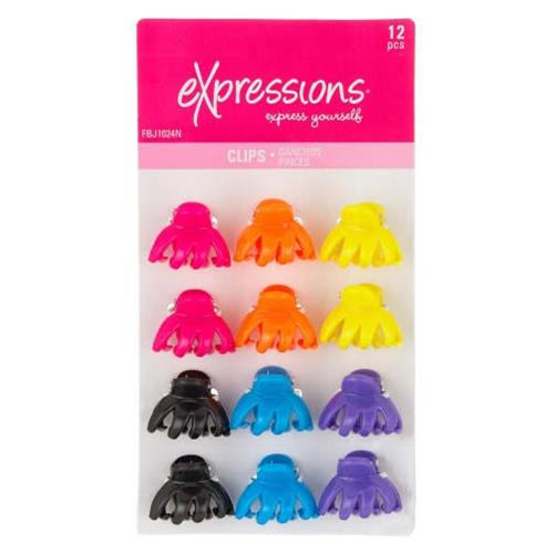 Expressions Bright Colored 12 Count Claw Clips