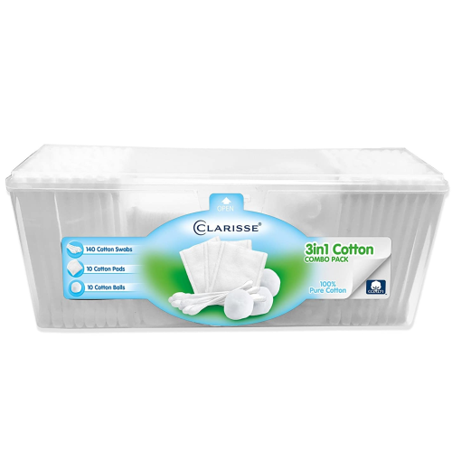 Clarisse 3-in-1 Combo Pack Cotton Swabs Ball Pads, 160 Count