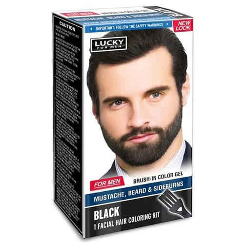 Lucky Mustache, Beard & Sideburns Hair Dye For Men - Black