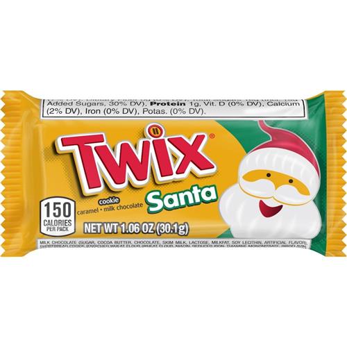 Twix Caramel and Milk Chocolate Cookie Bar Santa Candy, 1.06 Oz.