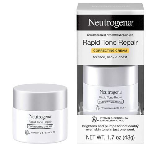 Neutrogena Rapid Tone Repair Retinol + Vitamin C Correcting Cream, Retinol & Hyaluronic Acid for Dark Spots, Fine Lines & Wrinkles, 1.7 oz