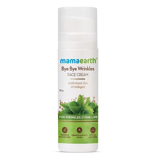 Mamaearth Bye Bye Wrinkles Face Cream Face Moisturizer For Fine Line & Wrinkles, with Green Tea & Collagen - 30 g