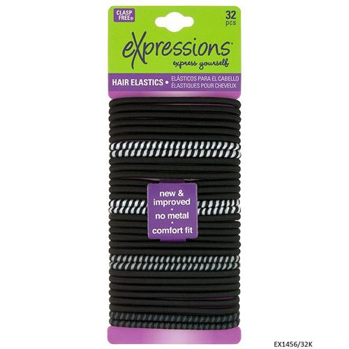 Expressions Clasp Free Assorted Coloured Hair Elastics 32's