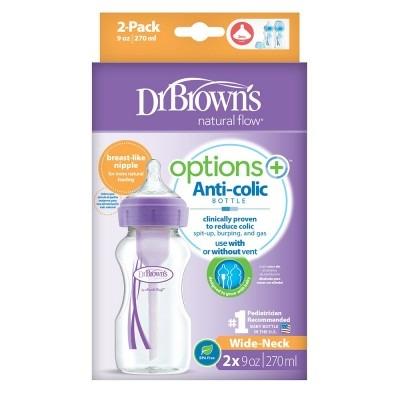 Dr.Brown's Wide-Neck Options + Bottle Kit 2 Pcs. 270 ml - Purple
