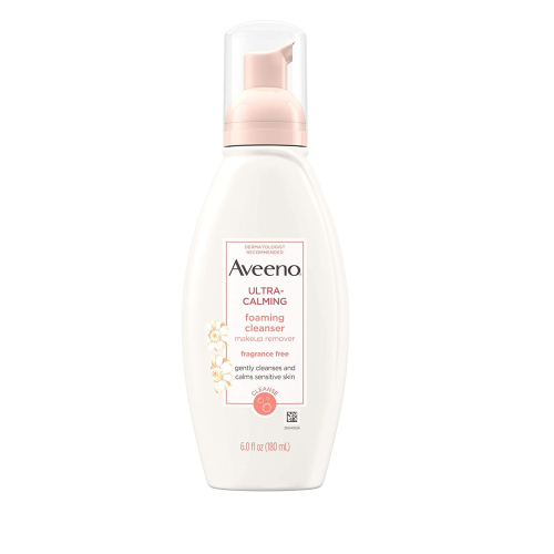 Aveeno Ultra-Calming Foaming Cleanser & Makeup Remover Facial Cleanser Unscented, 6 Fl Oz