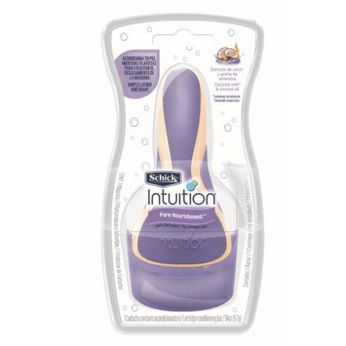 Schick Intuition Pure Nourishment Women's Razor with Coconut Milk and Almond Oil, 1 Handle with 1 Refills