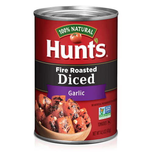 Hunt's Fire Roasted Diced Tomatoes with Garlic, 100% Natural Tomatoes, 14.5 Oz