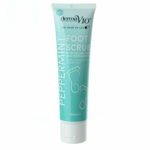 DERMA V10 EXFOLIATING FOOT SCRUB WALNUT SHELL PEPPERMINT OIL MENTHOL 1
