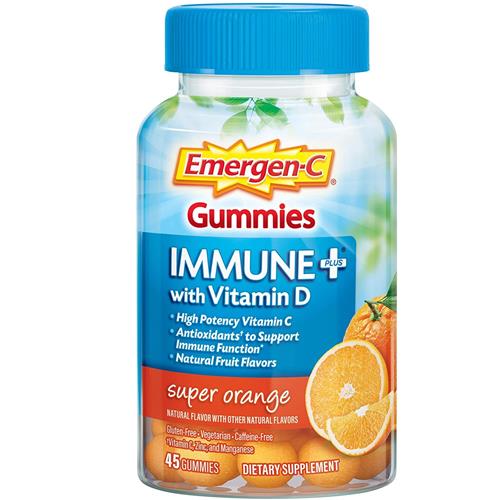 Emergen-C Immune Plus Vitamin D and C Immune Gummies, Super Orange, 45 Ct