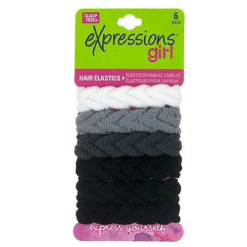 Expressions Clasp Free Black & White Braid Elastics 6's