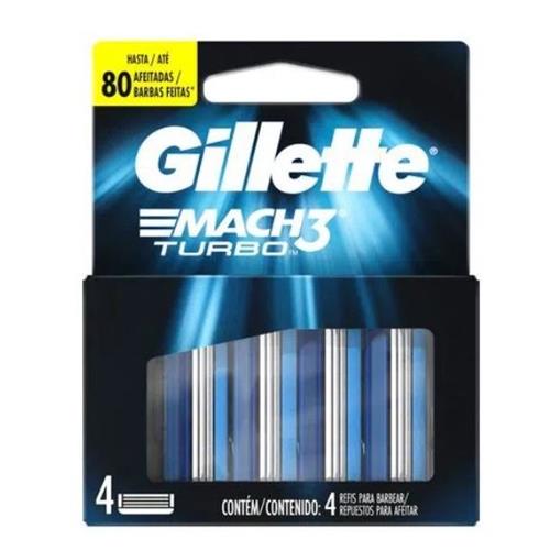 Gillette Mach 3 Turbo Razor Blades, Pack of 4 For Men