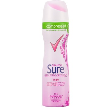 Sure Women Fragrance Collection Bright Aerosol Anti-Perspirant Deodorant Compressed 75ml
