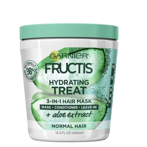 Garnier Fructis Hydrating + Aloe Hair Treat, 3-in-1 Hair Mask 13.5 Fl. Oz