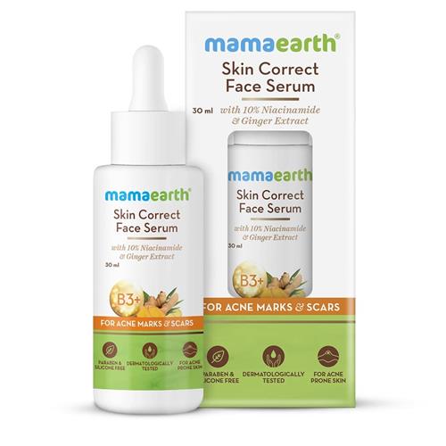 Mamaearth Skin Correct Face Serum Acne Scar Removal Cream With Niacinamide and Ginger Extract - 30ml