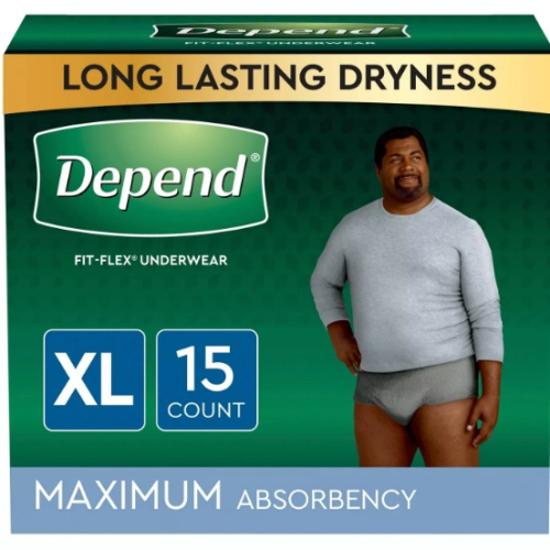 Depend FIT-FLEX Incontinence Underwear for Men - Maximum Absorbency - Gray