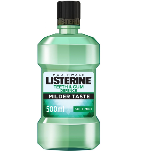 LISTERINE Mouthwash Teeth & Gum Defence Milder Taste Soft Mint, 500ml