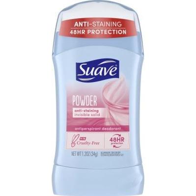 Suave Anti-Staining Invisible Solid Antiperspirant Deodorant, Powder Scent 34g