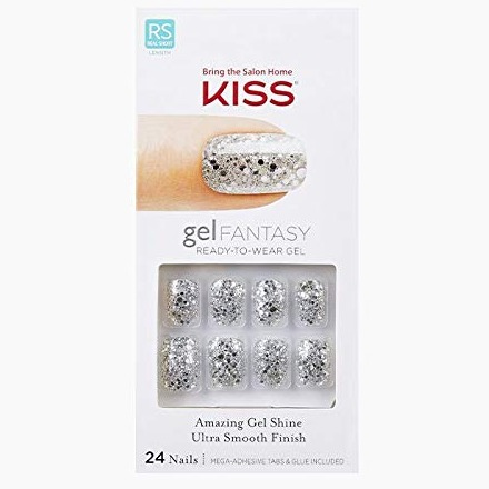 KISS GEL FANTASY NAILS 24PC - SILVER KGN08