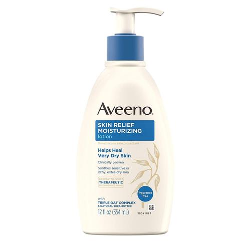 Aveeno Fragrance Free Relief Moisturizing Body Lotion Dry Skin Oatmeal, 12 fl oz