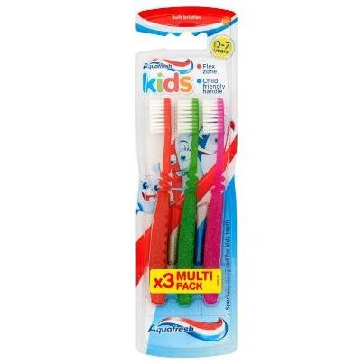 Aquafresh Kids Toothbrush 0-7 Years Soft Bristles - 3pk
