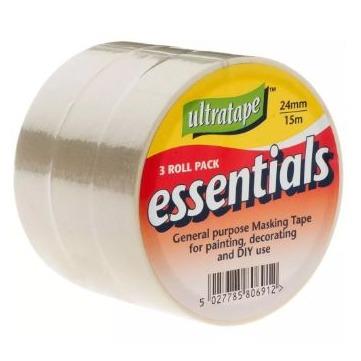 Ultratape Essentials Masking Tape, 24mm x 15m - Pack of 3