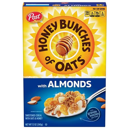 Honey Bunches of Oats Almond, Heart Healthy, Low Fat, Made with Whole Grains, 12 oz