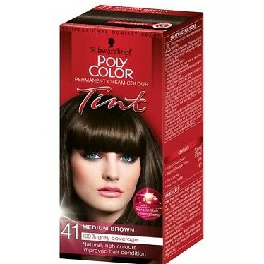 SCHWARZKOPF POLY COLOR PERMANENT CREAM COLOUR 41 MEDIUM BROWN