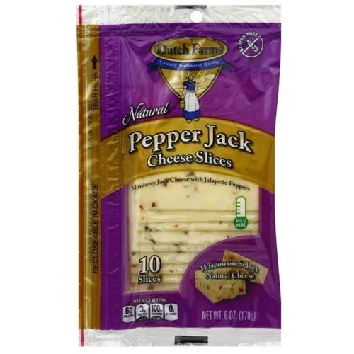 Dutch Farms Sliced Natural Pepper Jack Cheese, 8 Oz., 10 Count