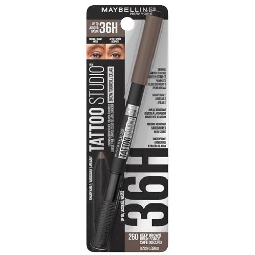 Maybelline Tattoo Studio 36H Pigment Brow Pencil, 260 Deep Brown - 0.026oz