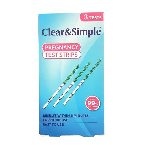 Clear and Simple HCG Pregnancy Test Strips - Pack of 3 Test Strips