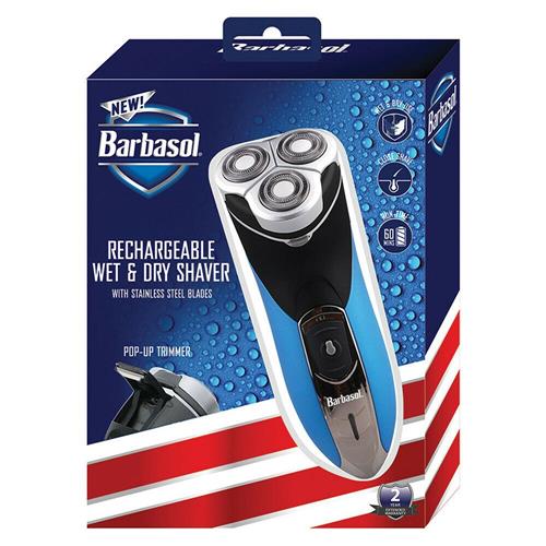 Barbasol Rechargeable Electric Wet & Dry Rotary Shaver With Pop Up Trimmer