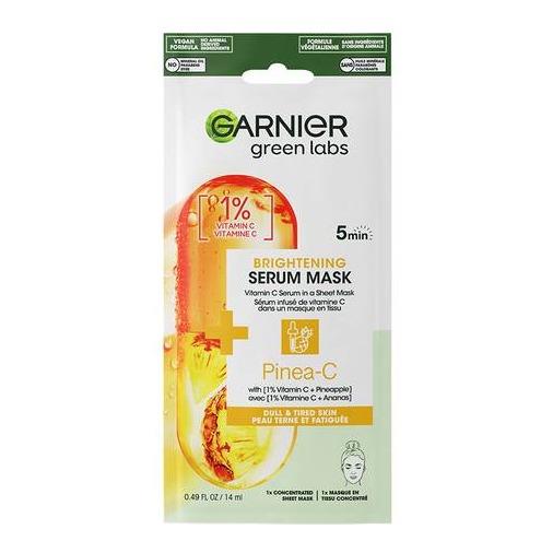 Garnier Green Labs Pinea-C Brightening Serum Mask 5 Minute Sheet Mask with Vitamin C + Pineapple 14ml