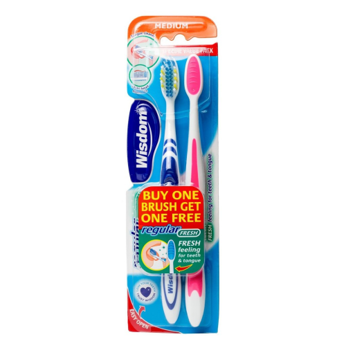 Wisdom Regular Fresh Medium Toothbrush Twin Pack